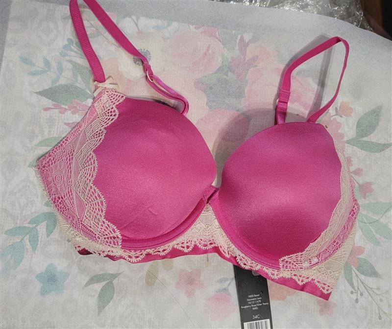 NWT Heidi Klum 34C Smooth Geometric Lace T-Shirt Bra H221-1167B Pink 123558