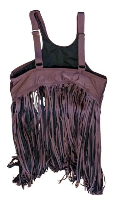 NWOT Luxe By Lisa Vogel Fringe Benefits S Solid Scoop Bikini Swim Top 123563