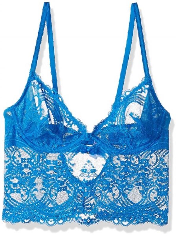 NWT Wacoal XL Chrystalle Longline Underwire Bra WE119012 Blue Lace 123580