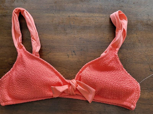 NWOT Becca M Smocked Tank Coral Bikini Top Bows 123583