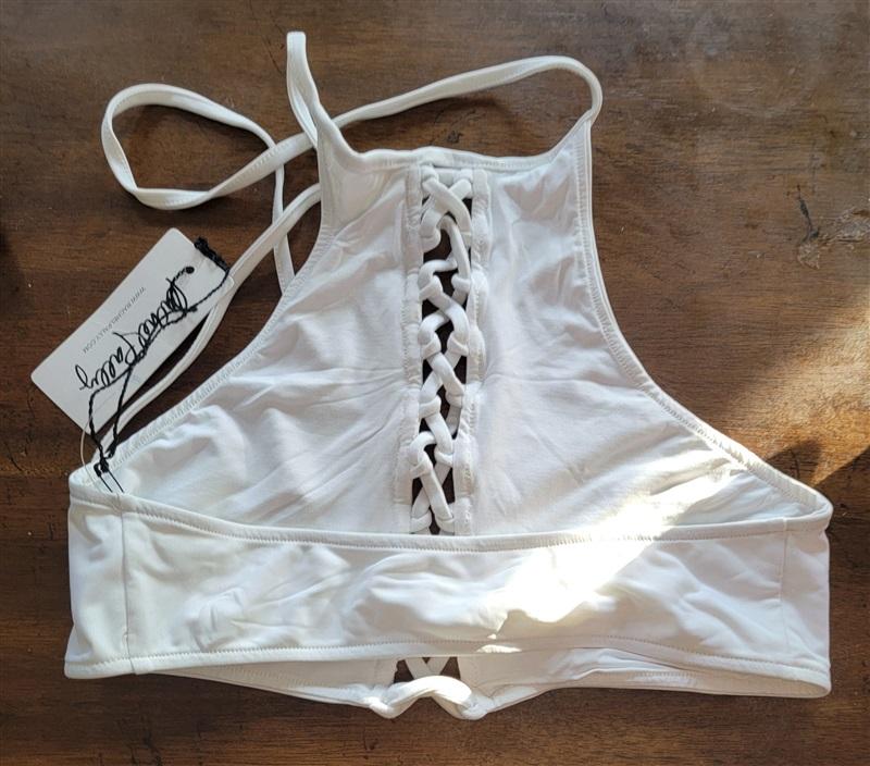 NWT Rachel Pally S Babylon High Neck Tie Back Bikini Swim Top 123584