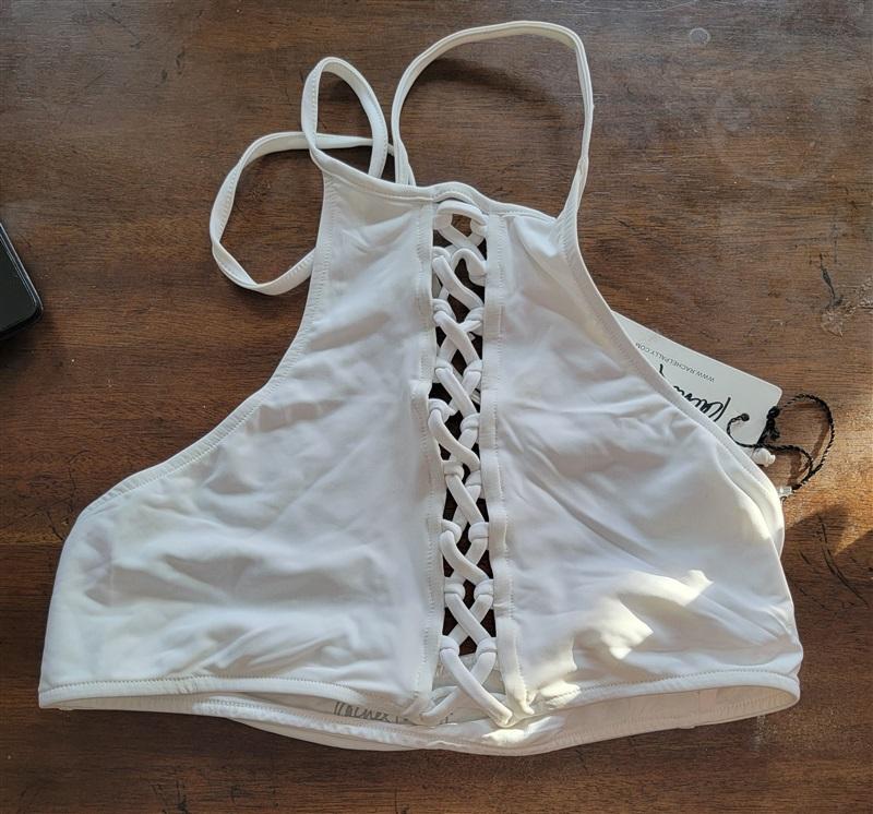 NWT Rachel Pally S Babylon High Neck Tie Back Bikini Swim Top 123584