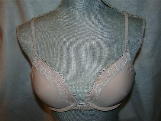 NWOT DKNY Bra 34B Plunge Push Up Demi 458176 Pink Gray 123596