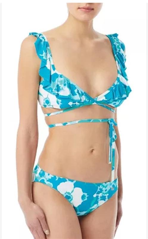 NWT Michael Kors S Ruffle Wrap Bikini Top Spring Time Floral 123608