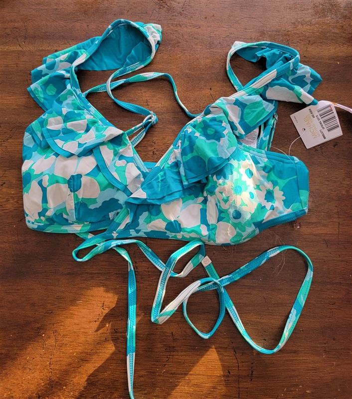 NWT Michael Kors S Ruffle Wrap Bikini Top Spring Time Floral 123608