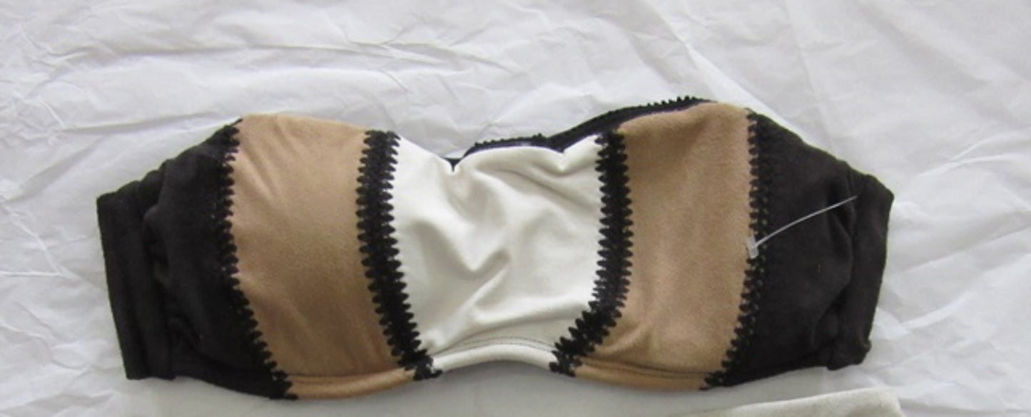 NWT Pilyq Sahara S Stitched Suede Bandeau Bikini Top 123609
