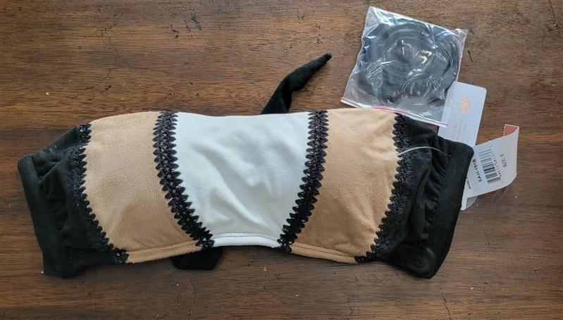 NWT Pilyq Sahara S Stitched Suede Bandeau Bikini Top 123609