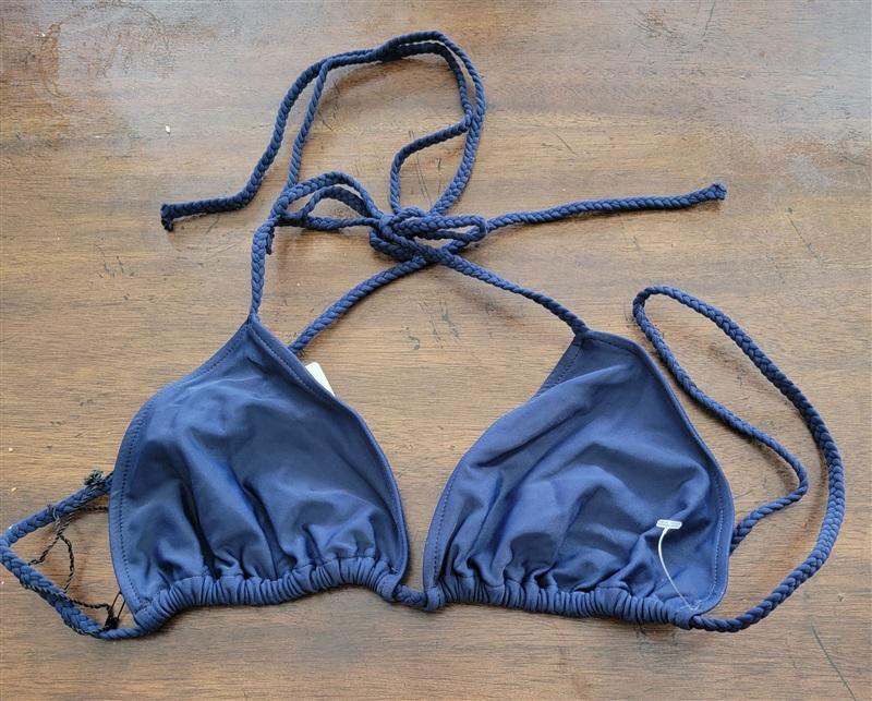 NWPT Rachel Pally Palau Prism Blue Triangle Tie Halter Bikini Swim Top 123614