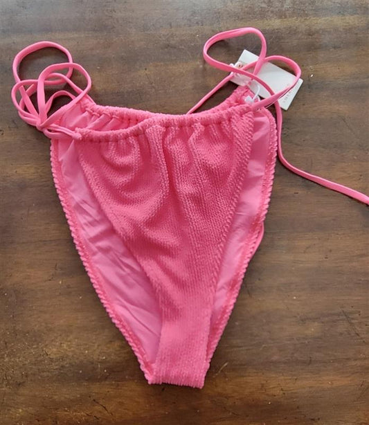 NWT Good American XS S Side Tie Bottom Always Fits Swimsuit Pink 123616