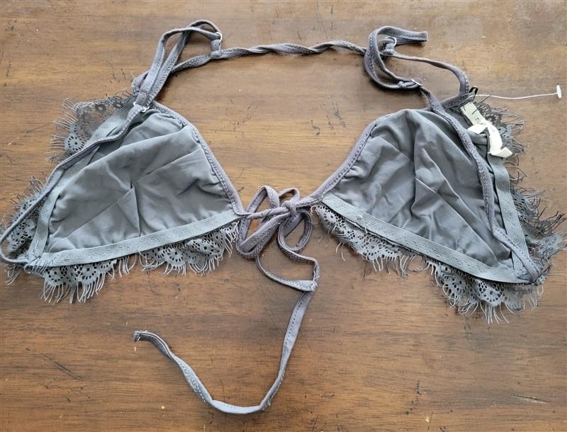 NWOT Tularosa S Eyelash Lace Triangle Top Bra Tie Gray 123617