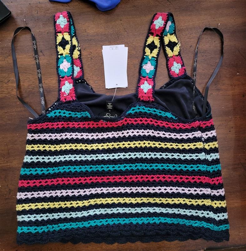NWT Jessica Simpson Kerian Scoop Neck Pullover Sweater CrochetTank Top 123619