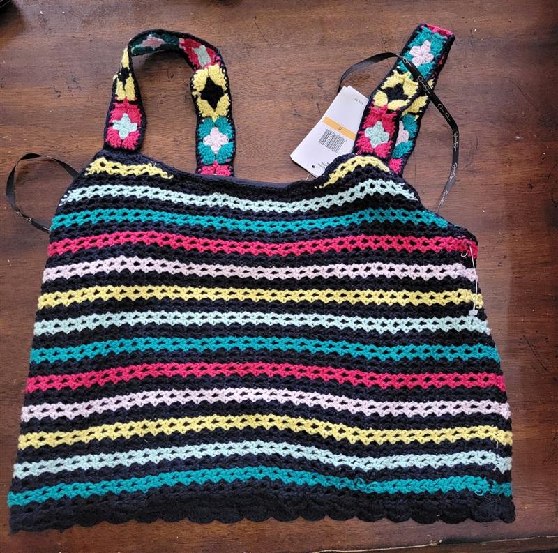 NWT Jessica Simpson Kerian Scoop Neck Pullover Sweater CrochetTank Top 123619