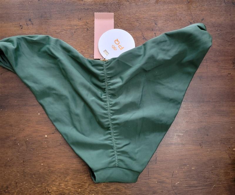 NWT PIlyq L Green Envy Basic Ruched Full Bikini Swim Bottom 123621