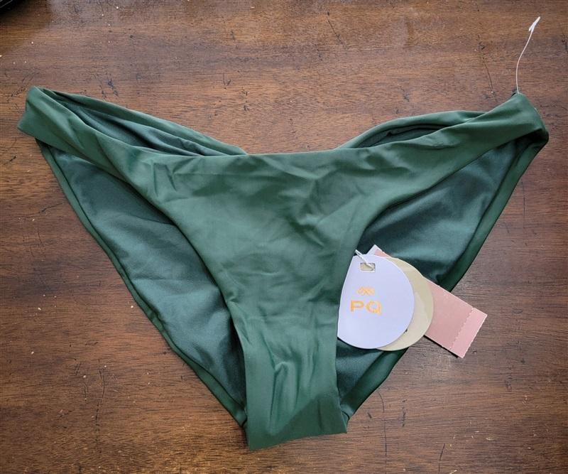 NWT PIlyq L Green Envy Basic Ruched Full Bikini Swim Bottom 123621
