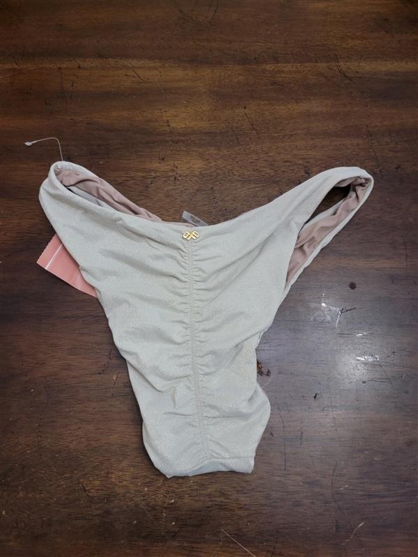 NWT Pilyq PQ M Eternal High Cut Teeny Bottom Bikini Swim Ivory Sparkle 123622