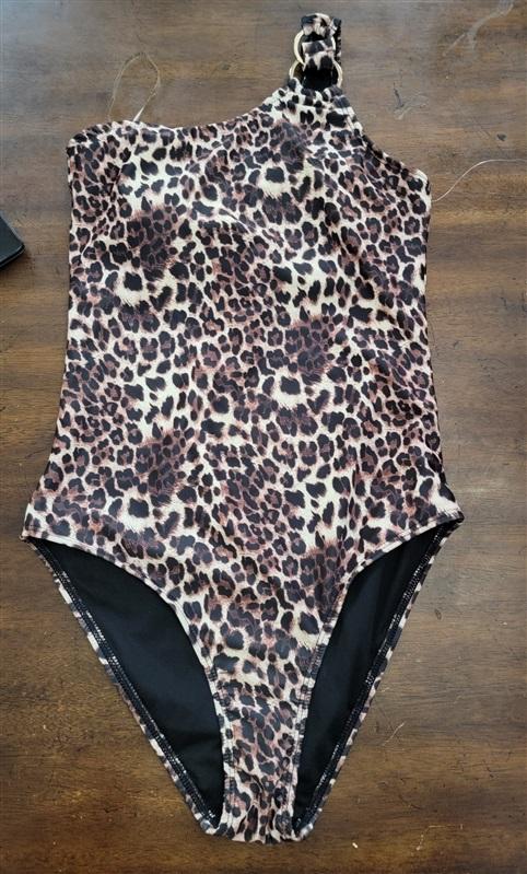 NWOT Nine West S One shoulder Ring Animal Print 1 PC Swimsuit 123626