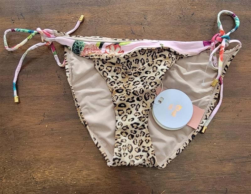 NWT Pilyq PQ L Leo Eden Mix Up Tie Side Teeny Cheetah & Pink 123629