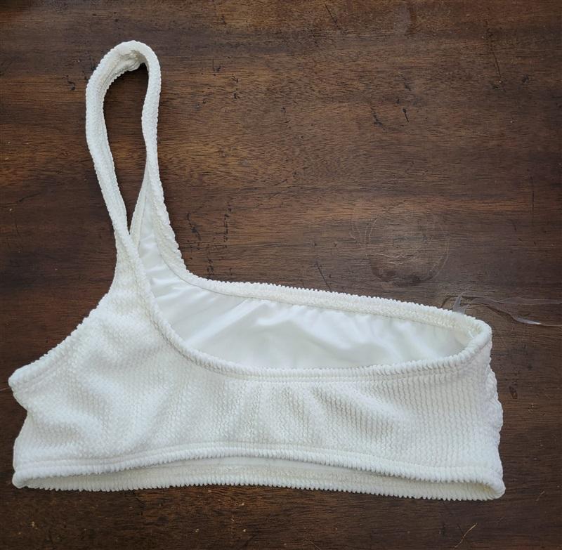 NWT Good American M/L ALWAYS FITS 1 Shoulder BIKINI TOP White 123634