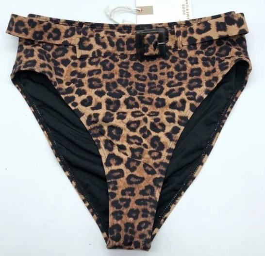 NWOT Good American sz XS 0 Leopard Belted Swim Bikini Bottom 123651