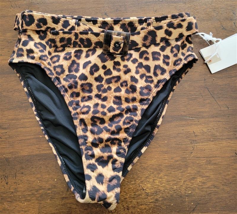 NWOT Good American sz XS 0 Leopard Belted Swim Bikini Bottom 123651