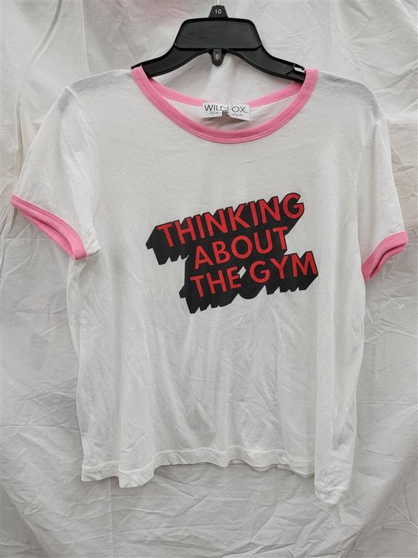NWT Wildfox L Thinking About the Gym Ringer T Shirt 123666