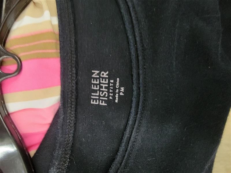 NWOT Eileen Fisher PM Black Crew Neck Short Sleeve Tee Shirt 123667