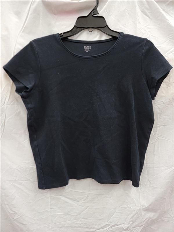 NWOT Eileen Fisher PM Black Crew Neck Short Sleeve Tee Shirt 123667