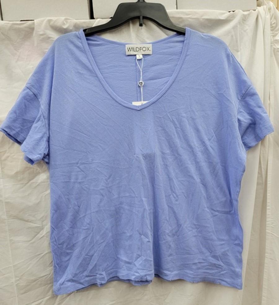 NWOT Wildfox M Distressed V-Neck T-Shirt Purple 123671