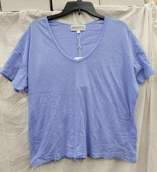 NWOT Wildfox M Distressed V-Neck T-Shirt Purple 123671