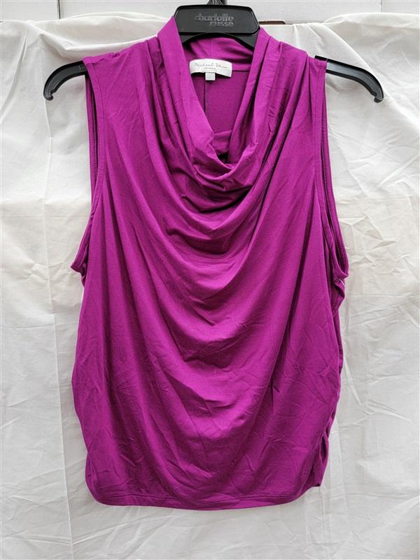 NWOT Michael Stars L Anita Waterfall turtleneck top Fuchsia 123678