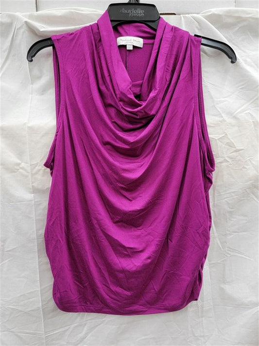 NWOT Michael Stars L Anita Waterfall turtleneck top Fuchsia 123678