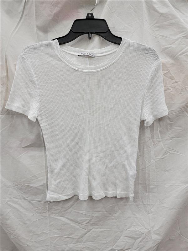 NWOT Michael Stars OS Cora Ribbed Short Sleeve T Shirt White 123679