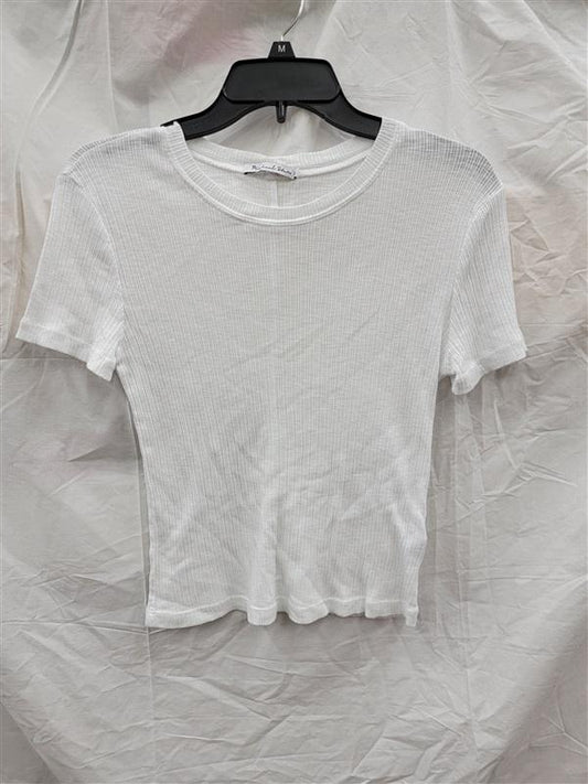 NWOT Michael Stars OS Cora Ribbed Short Sleeve T Shirt White 123679