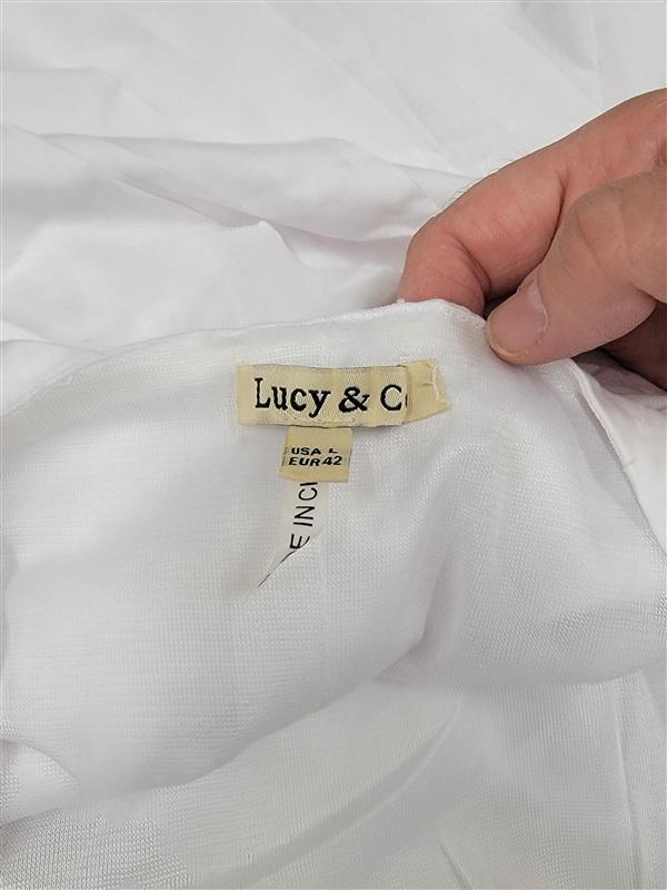 NWOT Lucy & Co L Strapless Bandage Ruffle Club Mini Dress Ivory 123683