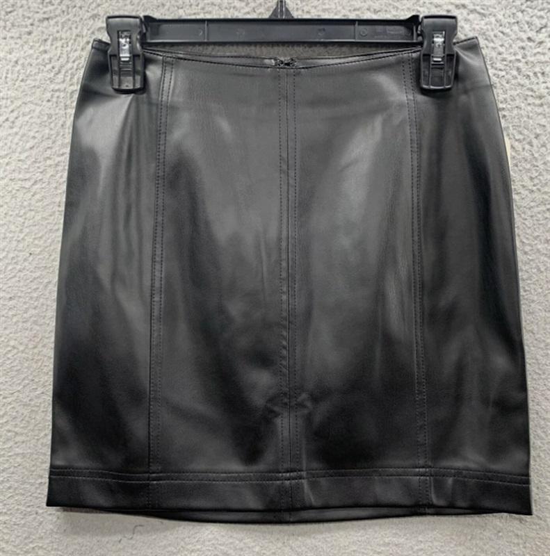 NWOT Free People 0 Faux Leather Mini Skirt Black 123685