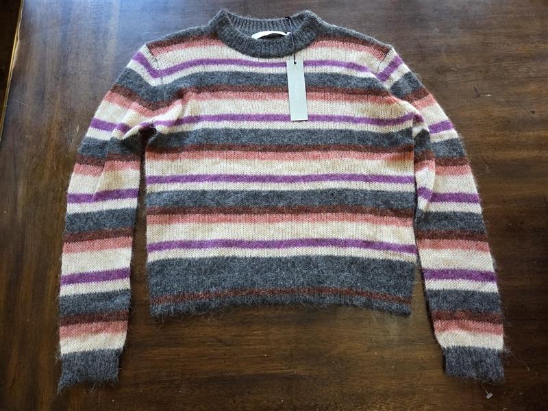 NWT One Grey Day XS Striped Alpaca Wool Cropped Sweater 123686