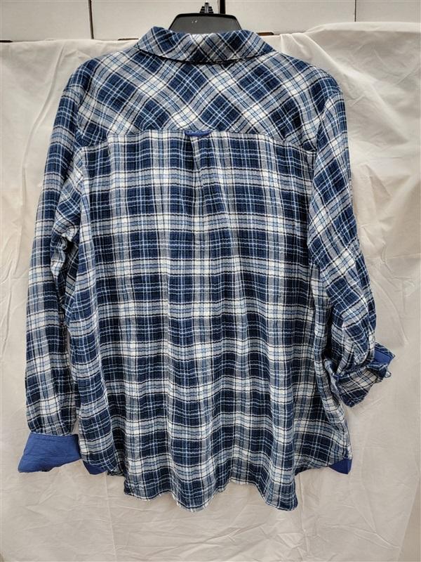 NWT Kut from Kloth XXL Button Snap Western Shirt Blue White 123694