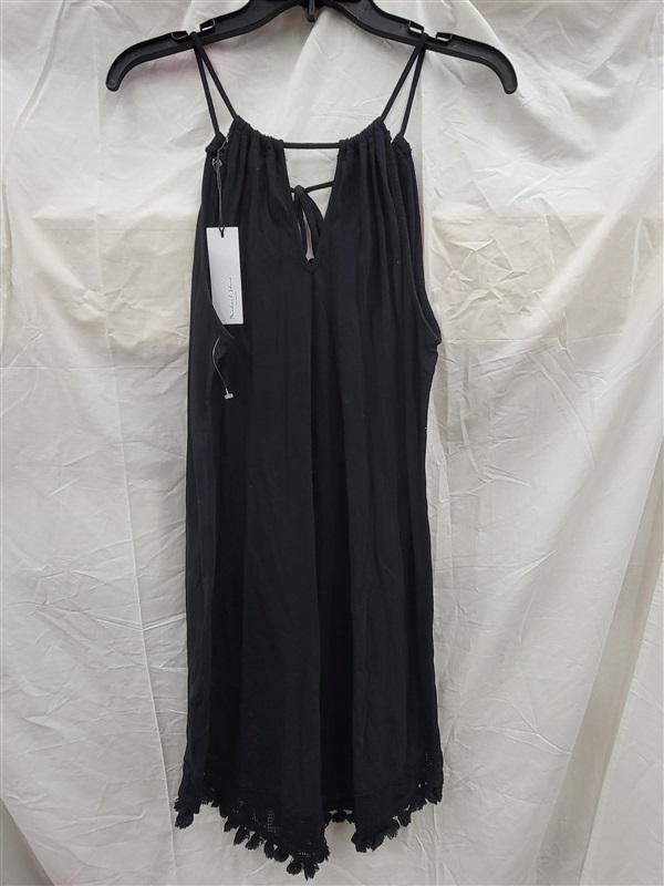 NWT Michael Stars M Karla Tassel Sleeveless Keyhole Black Dress 123695
