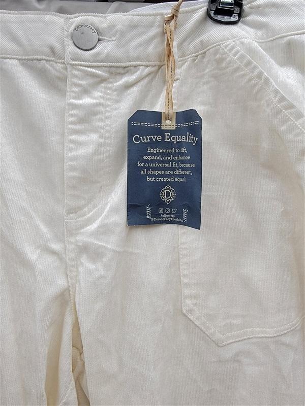 NWTD Democracy 20W Ab"solution Corduroy Straight Leg Pants Ivory 123698