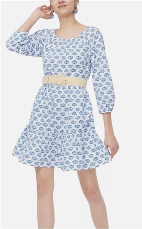 NWOTD J Crew 8 Blue White Seashell Dress 123699