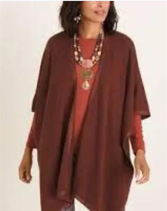 NWOT Chico's S/M Travel Wrap Scarf Ruana Copper Brown 123700