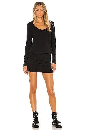 NWOT Bobi S Draped Modal Jersey Long Sleeve Dress Wine 123711