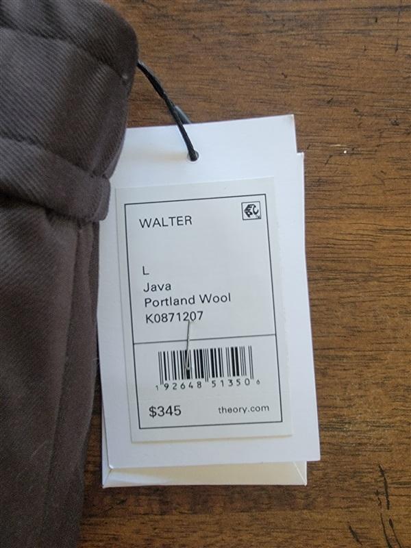 NWT Theory L Walter Portland Wool Java Brown Jogger Pants 123713
