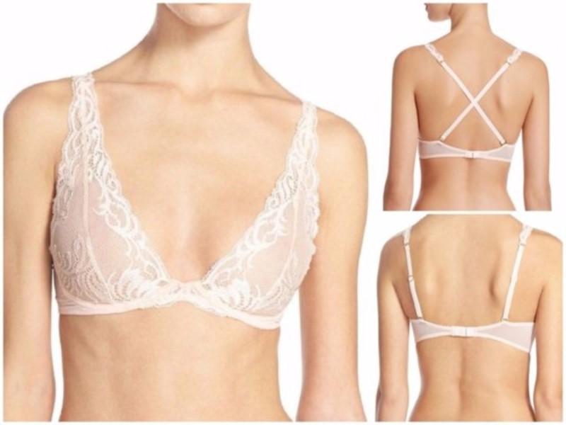 NWT Natori 32C/D Feathers Wireless Convertible Bra 739023 Hot Pink 123730