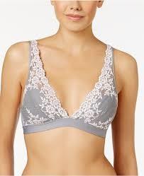 NWT Wacoal 32 Embrace Lace Soft Cup Non-Wire Bra 852191 Gray & Pink 123733