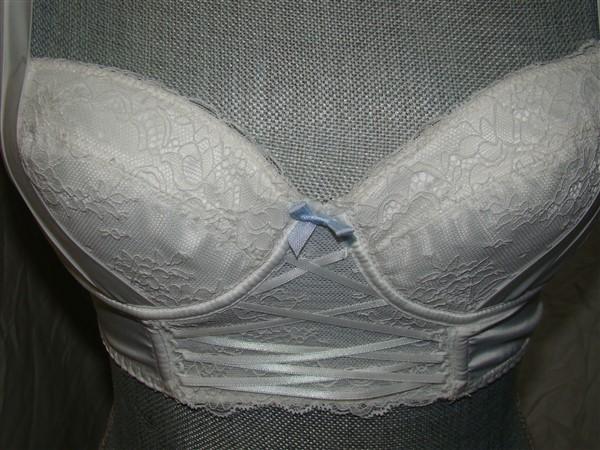NWT Underella by Ella Moss 34B Brigitte Long Line Bra EM21604 White 123739