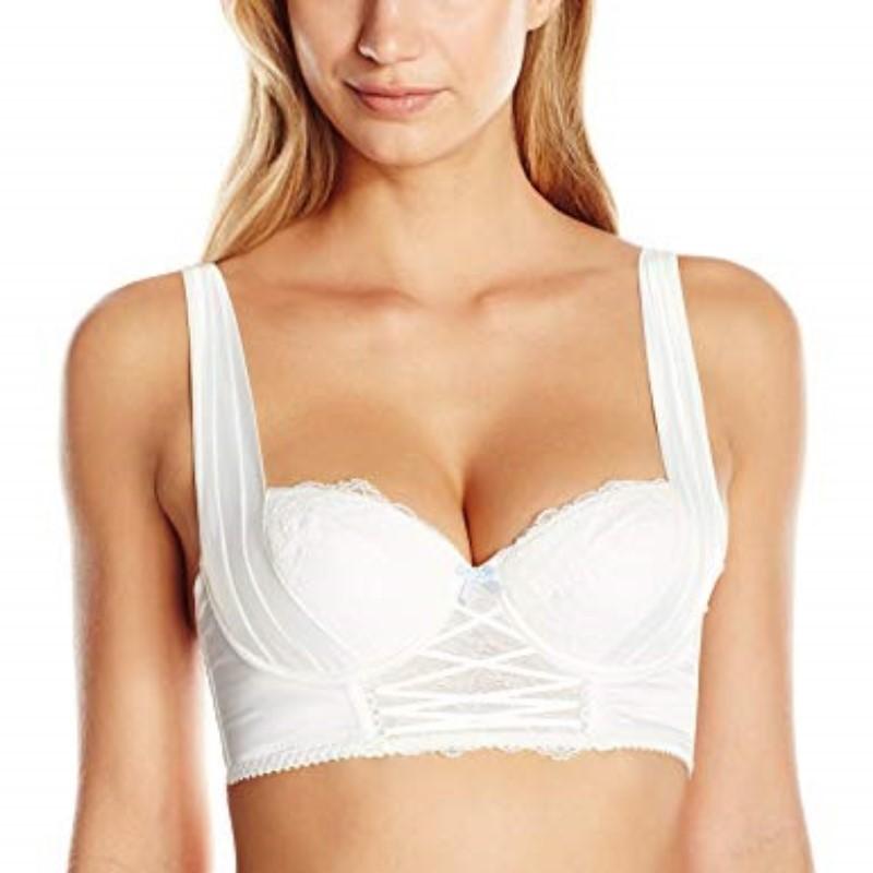 NWT Underella by Ella Moss 34B Brigitte Long Line Bra EM21604 White 123739