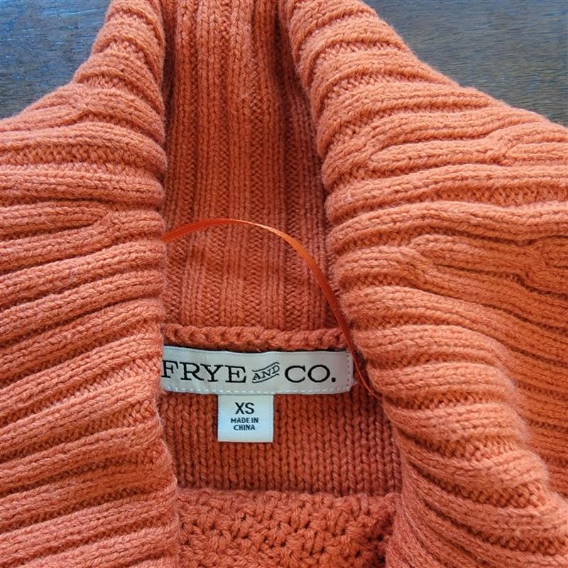 NWT Frye XS Turtle Neck Rustic Clay Orange Popcorn Sweater 123762