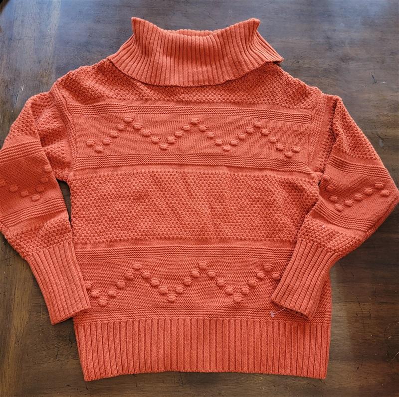 NWT Frye XS Turtle Neck Rustic Clay Orange Popcorn Sweater 123762