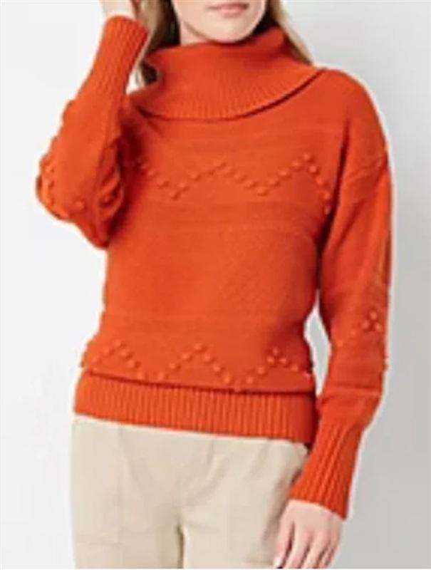NWT Frye XS Turtle Neck Rustic Clay Orange Popcorn Sweater 123762